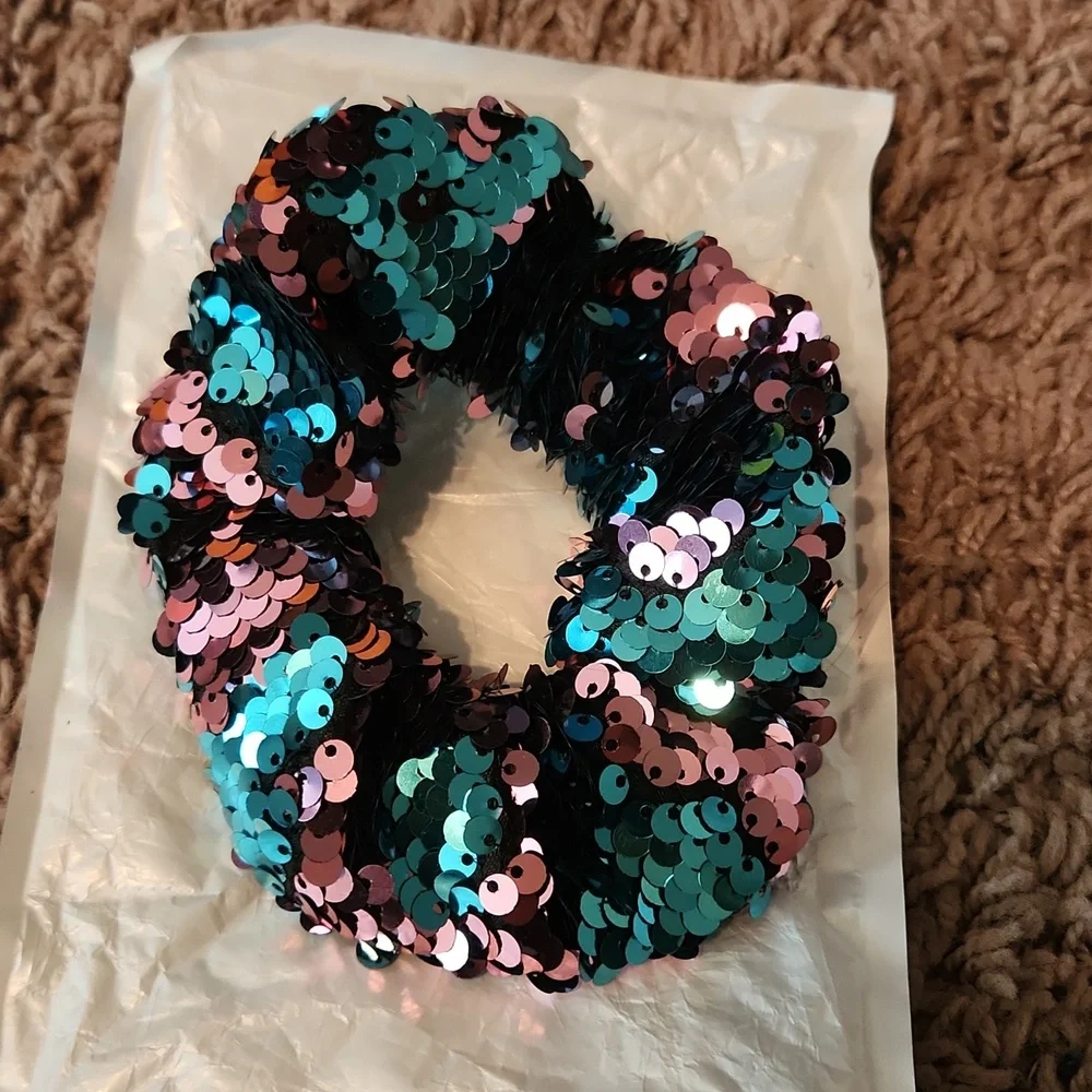 Sequin Scrunchie Set (3 Piece) - Red, Blue, Gold